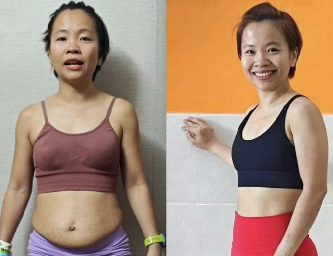 Mỹ Linh thời vòng bụng 85 cm và hiện tại đã giảm xuống mức 62 cm (cao 1,47 cm, nặng 47 kg).