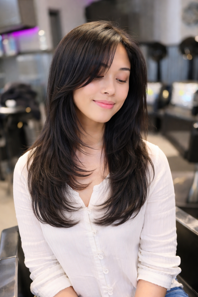 Tóc layer texture kết hợp mái bay.