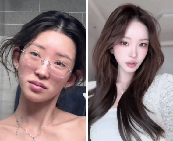 Trước và sau khi trang điểm Choi Jun Hee như hai người khác nhau.