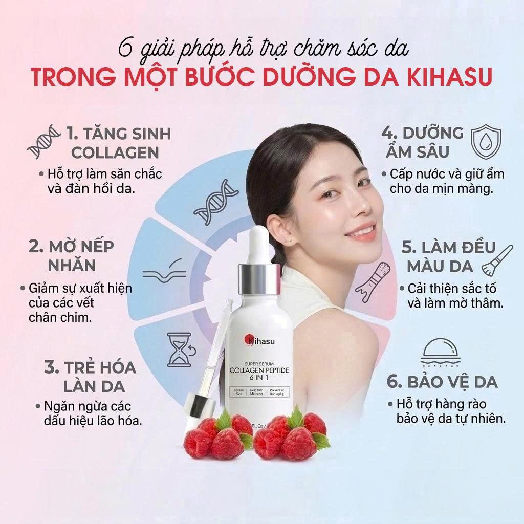 Serum Collagen Peptide Nhật 6in1 Kihasu: “Cú hích” hỗ trợ làm chậm lão hóa, đánh thức làn da sáng mịn - 4
